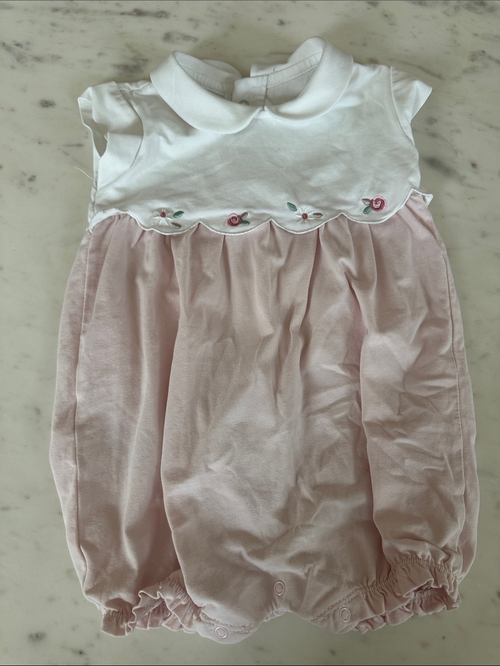 Mayoral White and Pink Floral Baby One-Piece Bodysuit